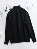 themeisles Stylish Long Sleeves Loose Solid Color High-Neck Sweater Tops