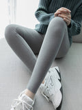 themeisles Casual Skinny Leg Keep Warm Solid Color Leggings