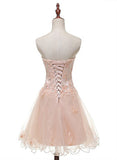 tmallworld Tulle Pearl Pink Short Lace Applique Homecoming Dresses, Lovely Party Dress