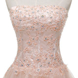 tmallworld Tulle Pearl Pink Short Lace Applique Homecoming Dresses, Lovely Party Dress