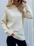 themeisles Stylish Long Sleeves Loose Solid Color High-Neck Sweater Tops