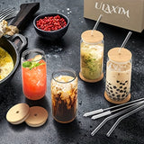 1 Set Cup(1pc 630ML Water Cup +1pc Bamboo Lid + 1pc Glass Straw + 1pc Straw Brush) 21.3 Ounces ( Approximately 603.8 Grams) High Borosilicate Drinking Cups, Cute Reusable Boba Bottles, Ice Coffee Cups, Tea, For Restaurant Eid Al-Adha Mubarak