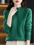 themeisles Urban Long Sleeves Solid Color Half Turtleneck Sweater Tops