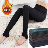 2 PcsPlus Velvet Thick Fleece Lined Leggings, Autumn And Winter Warm Pants Outer Wear All-in-one Pants For Women, Warm Tights Thick And Warm Plush Lined Leggings