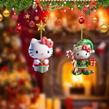 6pcs Sanrio Hello Kitty & Kuromi Acrylic Christmas Ornaments Set - Perfect for Tree Decoration, New Year & Holiday Celebrations