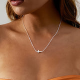 925 sterling silver plated necklace simple cross pendant necklace retro pendant necklace women's clavicle chain delivery gift box