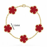 luxury clover four designer fashion charm bracelets for girls women 18K gold silver black white red green brand bracelet wedding party jewelry a218