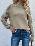 themeisles Stylish Long Sleeves Loose Solid Color High-Neck Sweater Tops