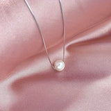 Dainty Freshwater Pearl Pendant Necklace For Women 925 Sterling Silver Hypoallergenic Golden Necklace Valentine's Day Elegant Fine Jewelry Gift