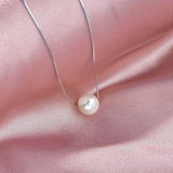 Dainty Freshwater Pearl Pendant Necklace For Women 925 Sterling Silver Hypoallergenic Golden Necklace Valentine's Day Elegant Fine Jewelry Gift