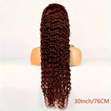 Deep Wave Reddish Brown 13x4 Lace Front Wigs Human Hair 200% Density Glueless Wigs Human Hair Brazilian Virgin Human Hair 13x4 HD Lace Frontal Wigs For Women Pre Plucked Tiny Knots Baby Hair