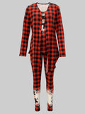 Women's Festive Christmas Snowman Plaid 3pcs Outfit Set - Open Front Cardigan, Cami Top & Leggings with Lace Detail, Casual Polyester Blend