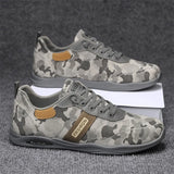 Men Shoes Hot Sale Camouflage Breathable Casual Canvas Shoes Wear-resistant Hiking Trendy Shoes Grey Free shipping