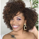 6 Inch Afro Bomb Curly Wig - Heat Resistant Fiber, Kinky Curly Synthetic Full Wig for Women, Side Part, Short Length, Natural Looking, Easy to Style, Breathable, Comfortable to Wear