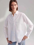 Toteme Embroidered Cotton Lapel Shirt  Fall Classic Designer Simple Loose Long Sleeve White Womens Tops Free Shipping