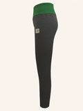 Color Block Fleece Skinny Leggings, Casual High Waist Thermal Leggings, Women's Clothing