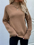 themeisles Stylish Long Sleeves Loose Solid Color High-Neck Sweater Tops