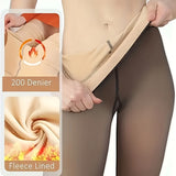 Cozy Fleece-Lined Tights for Women - Thick, Warm Winter Pantyhose with High Waist & Stretch Fabric