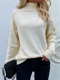 themeisles Stylish Long Sleeves Loose Solid Color High-Neck Sweater Tops