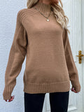 themeisles Stylish Long Sleeves Loose Solid Color High-Neck Sweater Tops