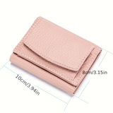 Women's Mini Wallet, Faux Leather Snap Button Coin Purse, Solid Coin Pockets, For Everyday