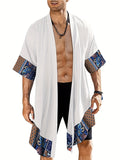 Ultra-Soft Mens Paisley Print Short Sleeve Robe - Stylish Open Front Loungewear for Comfortable Nightly Wear - Perfect After Bath or Relaxing at Home