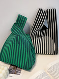 themeisles Woven Striped Contrast Color Woven Handbag Bags