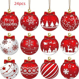 24pcs Elegant Wooden Christmas Ornaments Set - Perfect for Tree, Garden & Party Decorations