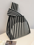 themeisles Woven Striped Contrast Color Woven Handbag Bags