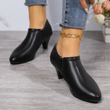 Chic Womens Pointed Toe Ankle Boots - All-Match Black Side Zipper Design, Comfortable Low-Heel for Fashion-Forward Office & Work Wear