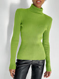 themeisles Solid Color Skinny Long Sleeves High Neck Sweater Tops Pullovers