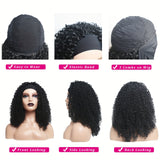 Headband Wigs For Women Black Short Afro Kinky Curly Headband Wig Shoulder Length Kinky Curly Synthetic Wig, 14 Inch #350 None Lace Front Wigs For Women 1B#