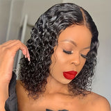 Glueless 4x4 Wig Deep Wave Human Hair Wig 4x4 Transparent Lace Frontal Wigs Glueless Wigs Human Hair Pre Plucked For Women Free Part Brazilian Human Hair Curly Wigs 150%