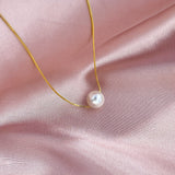 Dainty Freshwater Pearl Pendant Necklace For Women 925 Sterling Silver Hypoallergenic Golden Necklace Valentine's Day Elegant Fine Jewelry Gift