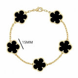 luxury clover four designer fashion charm bracelets for girls women 18K gold silver black white red green brand bracelet wedding party jewelry a218