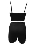 Chic Summer Two-piece Set - Flattering Backless Crop Cami Top & High Waist Drawstring Shorts Outfit - Womens Stylish Casual Wear