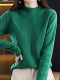 themeisles Urban Long Sleeves Solid Color Half Turtleneck Sweater Tops