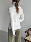 themeisles Solid Color Skinny Long Sleeves High Neck Sweater Tops Pullovers