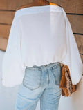 themeisles Simple Loose 3 Colors Solid Color Puff Sleeves T-Shirt