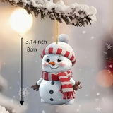 5-piece Acrylic Cartoon Snowman Decorative Art Christmas Pendant Ornament for Home and Garden Tree Decoration