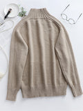 themeisles Stylish Long Sleeves Loose Solid Color High-Neck Sweater Tops