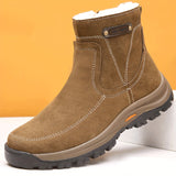 Men's Casual Snow Boots, Anti-skid Windproof Side-zippered Ankle Boots With Fuzzy Lining For Outdoor, Autumn And Winter