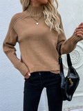 themeisles Stylish Long Sleeves Loose Solid Color High-Neck Sweater Tops