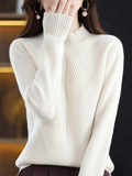 themeisles Urban Long Sleeves Solid Color Half Turtleneck Sweater Tops