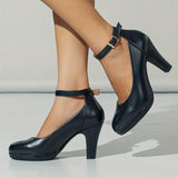 Women's Ankle Strap High Heels, All-Match Chunky Heeled Pumps, Fashion Daily Work Shoes