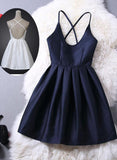 themeisles Lovey Blue Graduation Dresses, Short Navy Blue Women Dresses, Cross Back Party Dresses,Teen Formal Dresses