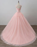 tmallworld Pink Tulle Princess Gown, Sweet 16 Formal Dress, Ball Gowns