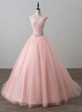 tmallworld Pink Tulle Princess Gown, Sweet 16 Formal Dress, Ball Gowns