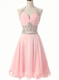 tmallworld Pink Beaded Short Chiffon New Style Formal Dress , Pink Homecoming Dresses, Short Party Dresses