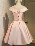 tmallworld Pink Sweet Style Short Satin Party Dresses,Graduation Dresses, Formal Dress, Homecoming Dresses